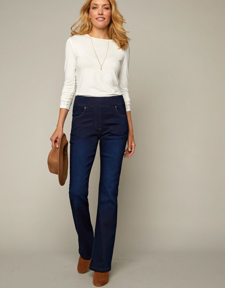 Jean bootcut ultra stretch, maille effet jean, grande stature (dark blue)