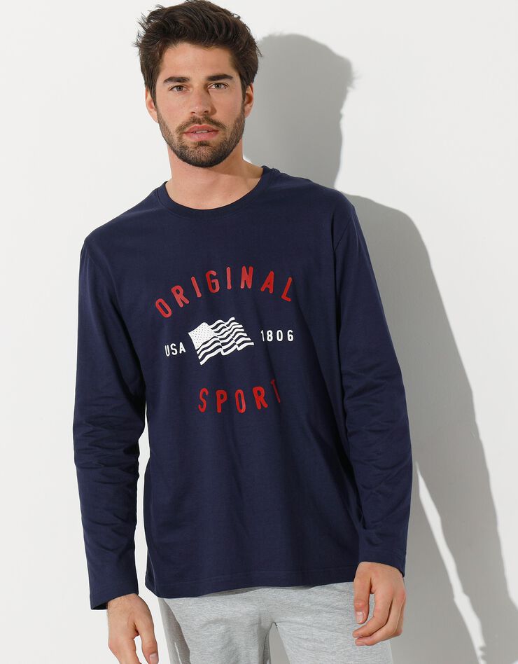Tee-shirt de pyjama manches longues imprimé (marine) Tee-shirt de pyjama manches longues imprimé (marine)