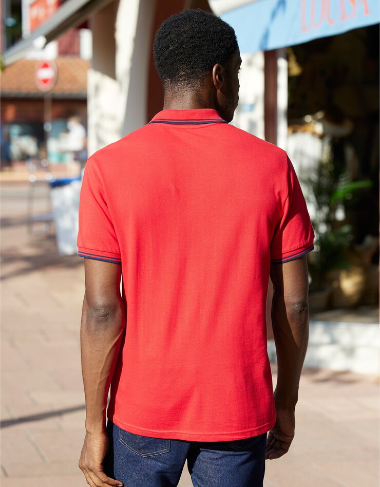Polo uni maille piquée manches courtes (rouge) Polo uni maille piquée manches courtes (rouge)