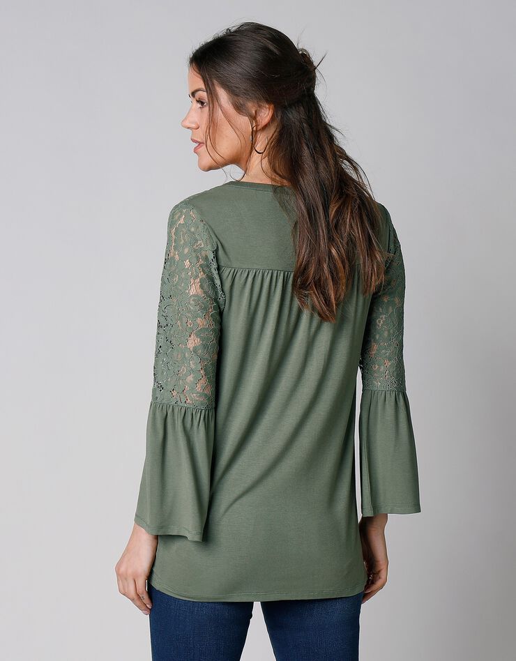 Tee-shirt boutonné manches 3/4 dentelle (bronze) Tee-shirt boutonné manches 3/4 dentelle (bronze)