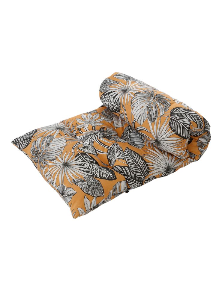 Long coussin déco coton imprimé tropical (jaune)