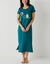 Chemise de nuit longue manches courtes motifs "hiboux" (vert sapin)