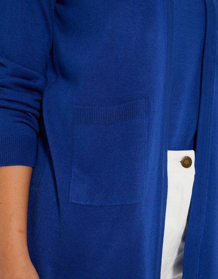 Gilet porter ouvert toucher cachemire (bleu dur) Gilet porter ouvert toucher cachemire (bleu dur)