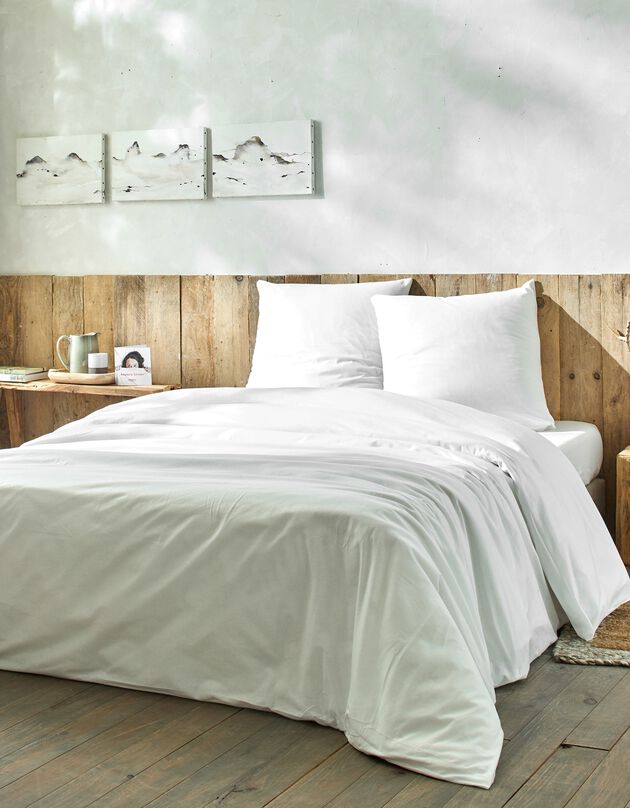 Kit de couchage confort jetable : drap-housse + housse de couette + taie d'oreiller (blanc)