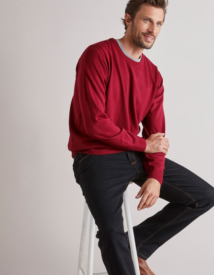 Pull uni col rond (rouge carmin) Pull uni col rond (rouge carmin)