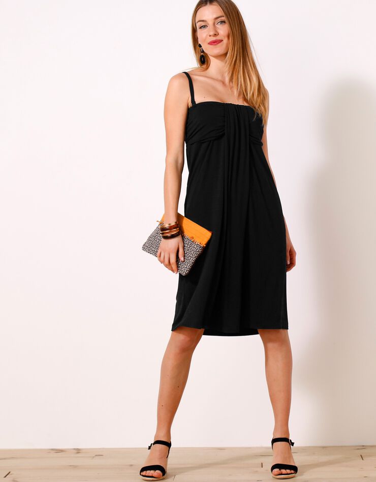 Robe bustier unie bretelles amovibles (noir) Robe bustier unie bretelles amovibles (noir)