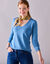 Pull col V, toucher doux (bleu grisé)