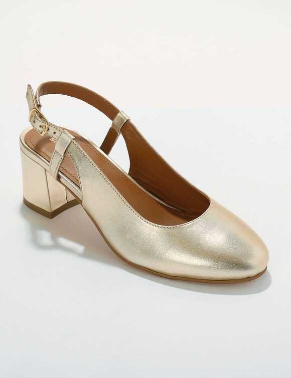 Escarpins slingback en cuir certifié LWG (doré)