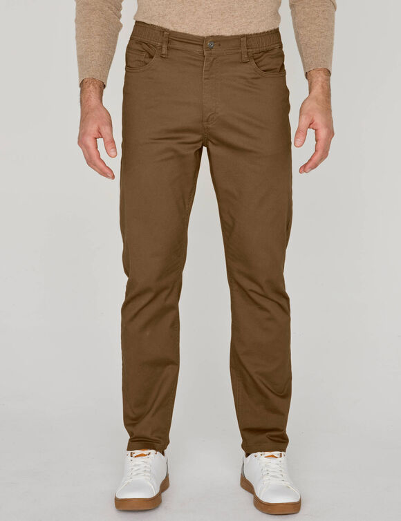 Pantalon droit 5 poches &eacute;lastiqu&eacute; c&ocirc;t&eacute;s - L30 (cuivre)