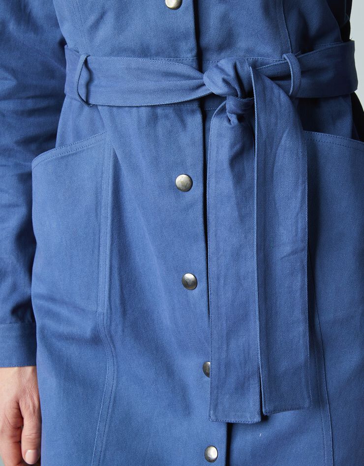 Robe-chemise pressionnée esprit saharienne (bleu jean)