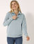 Sweat col montant zippé en molleton gratté (bleu grisé)
