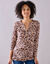 Tunique col boutonné imprimé peau-de-bête (beige / marine)