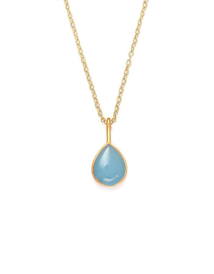 Collier pendentif Agate Bleu et chaîne dorée or fin (unique) Collier pendentif Agate Bleu et chaîne dorée or fin (unique)