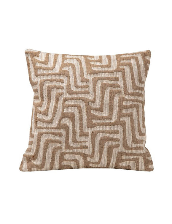 Coussin tiss&eacute; jacquard graphique  (blanc / naturel)