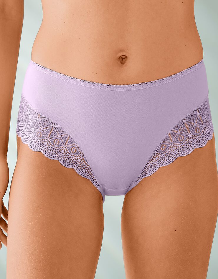 Culotte forme maxi coton uni stretch et dentelle - lot de 3 (fuchsia + lavande + ivoire) Culotte forme maxi coton uni stretch et dentelle - lot de 3 (fuchsia + lavande + ivoire)