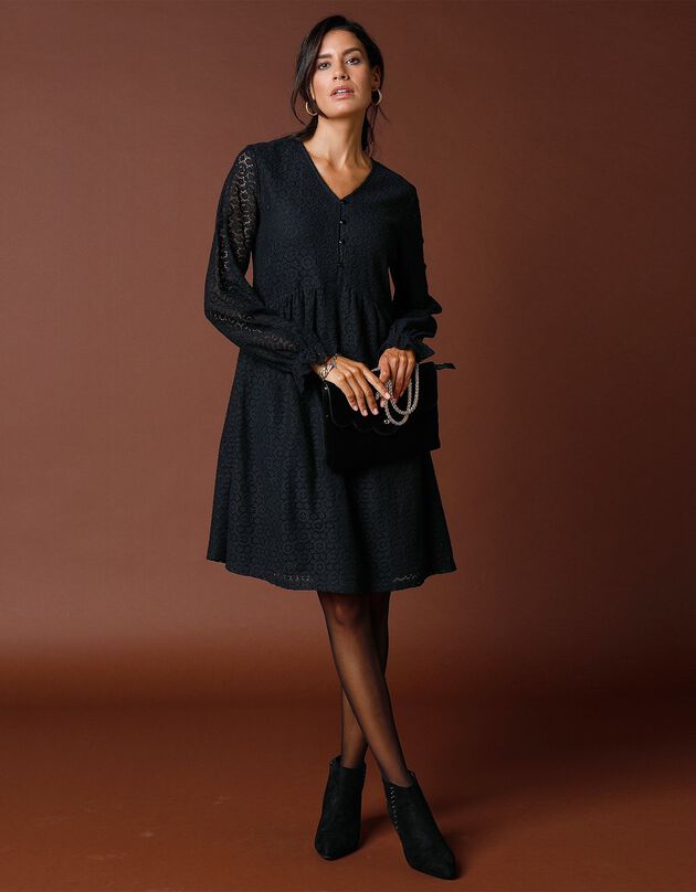 Robe ajourée en dentelle  (noir)