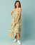 Robe longue Spécial Petites imprimé ethnique à fines bretelles  (écru / vert)