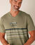 Pyjama short col V coton adouci (tilleul / marine)