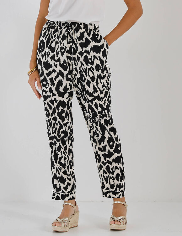 Pantalon 7/8 fusel&eacute; imprim&eacute; (noir / beige)