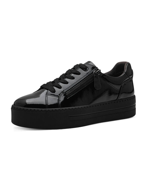 Baskets compensées zippées vernies (noir)