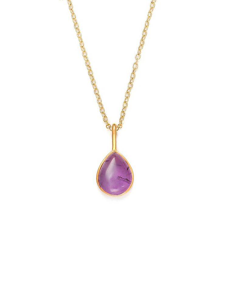 Collier pendentif Améthyste et chaîne dorée or fin (unique) Collier pendentif Améthyste et chaîne dorée or fin (unique)