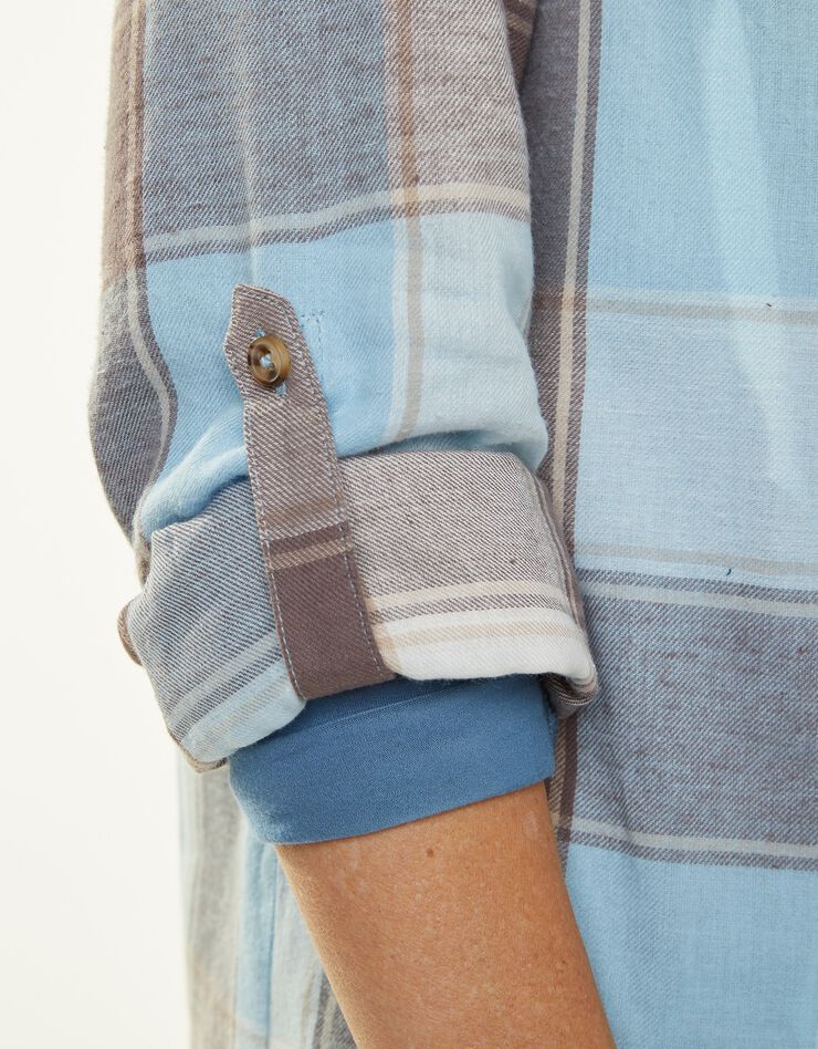 Chemise longue grands carreaux flanelle (bleu / chocolat) Chemise longue grands carreaux flanelle (bleu / chocolat)
