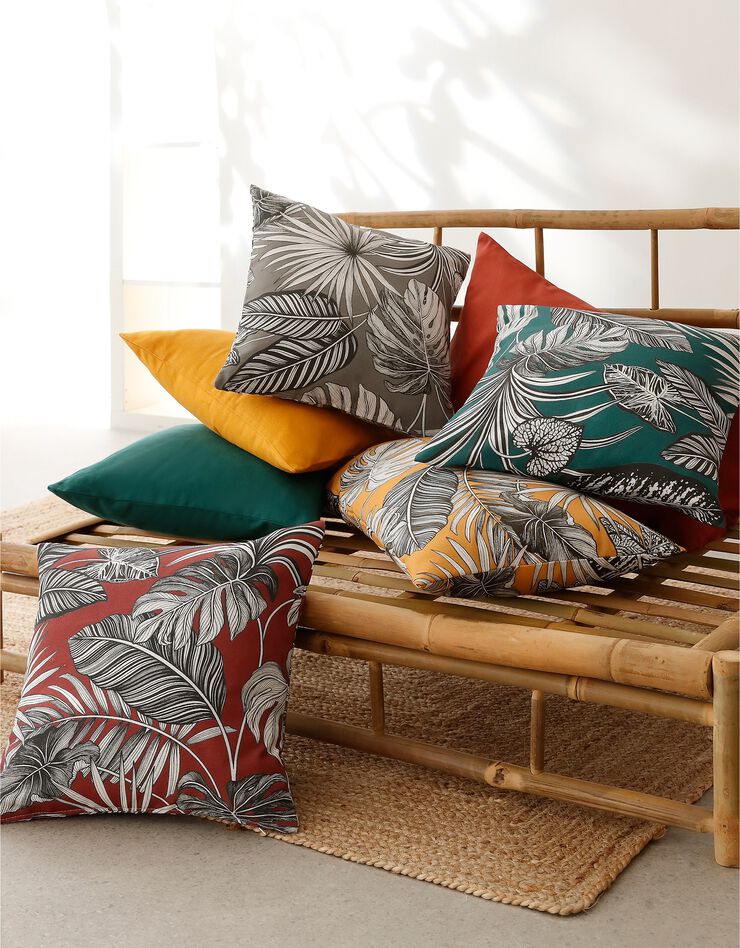 Housse de coussin imprimé tropical - lot de 2 (gris) Housse de coussin imprimé tropical - lot de 2 (gris)