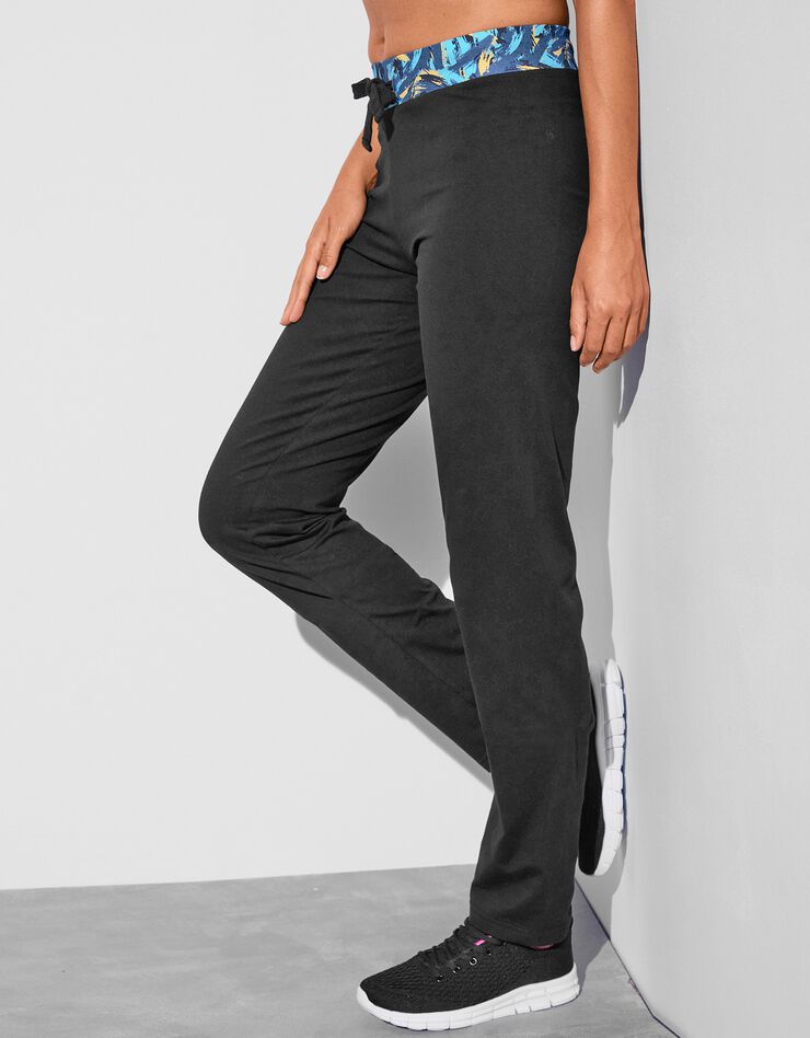 Pantalon droit à taille imprimée (noir / turquoise) Pantalon droit à taille imprimée (noir / turquoise)