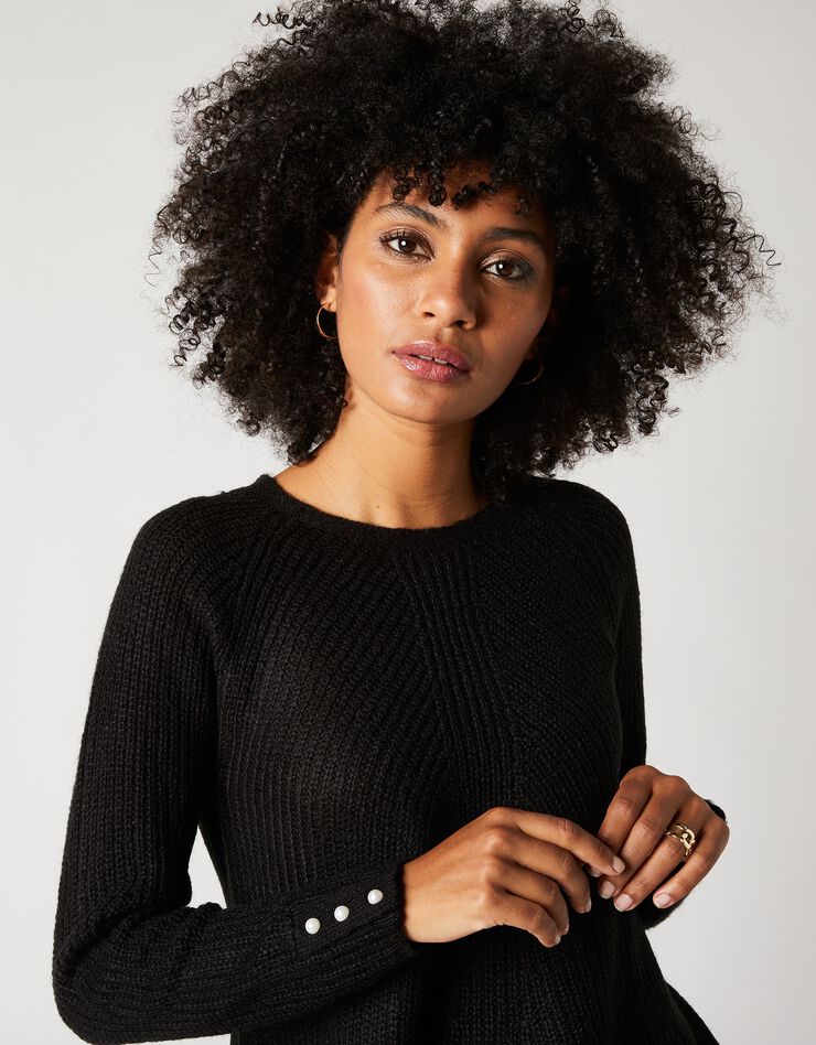 Pull évasé maille anglaise (noir)