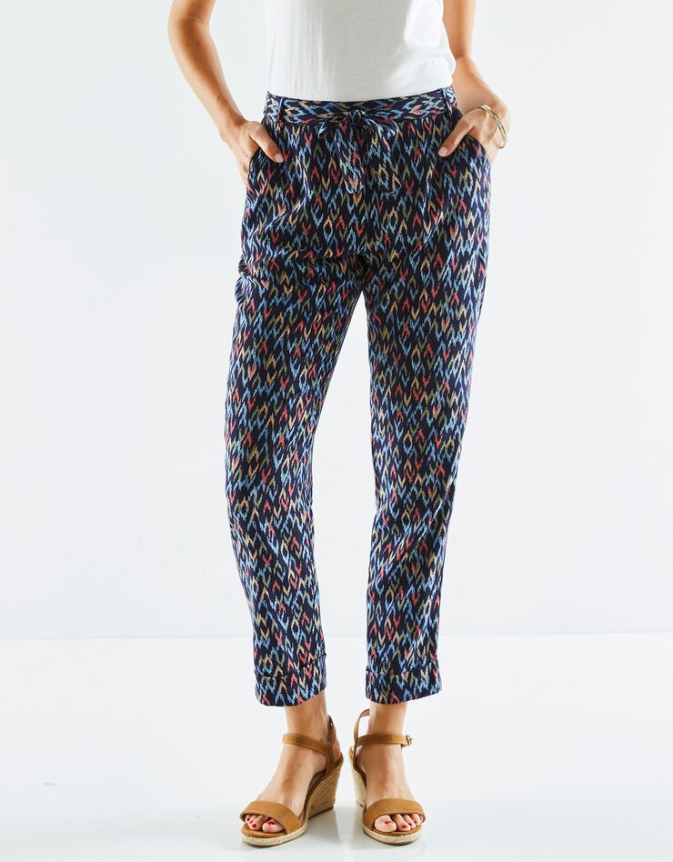Pantalon 7/8ème fuselé imprimé graphique (marine) Pantalon 7/8ème fuselé imprimé graphique (marine)