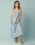 Robe longue Spécial Petites fines bretelles en denim léger (bleached)