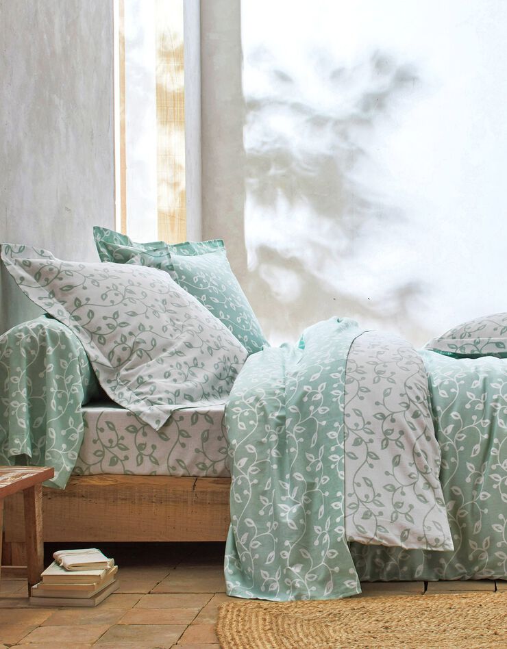 Linge de lit Héritage en coton à motifs volutes (vert / blanc)