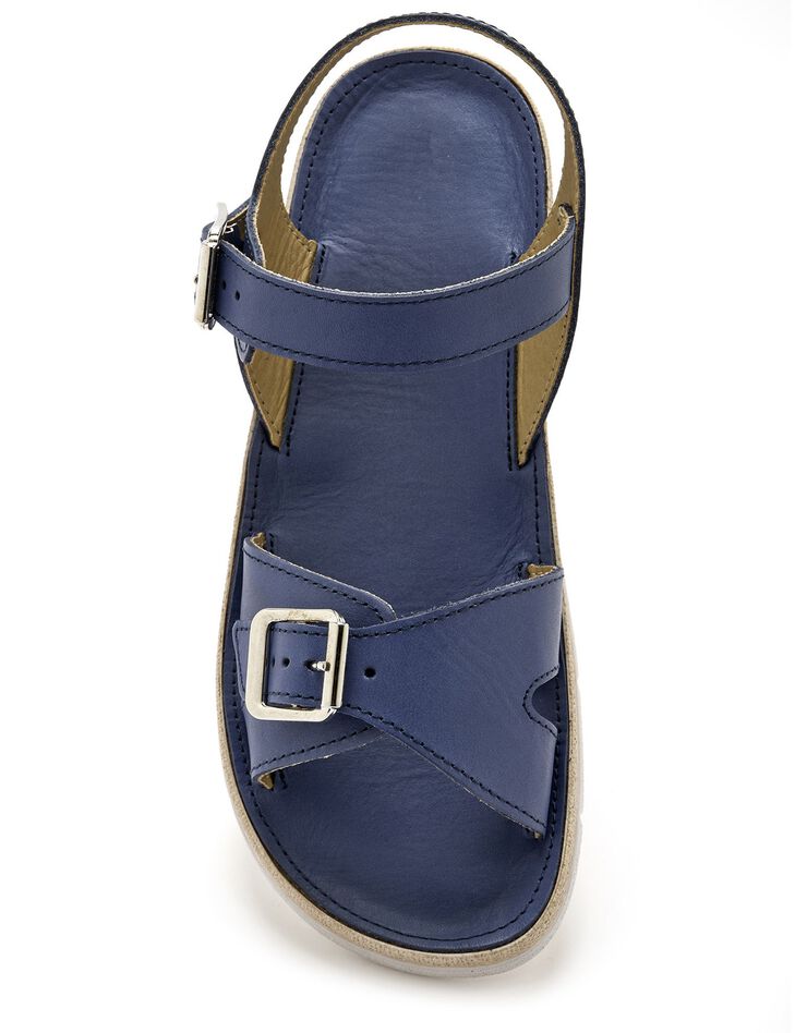 Sandales ouvertes double boucle - largeur confort (bleu) Sandales ouvertes double boucle - largeur confort (bleu)