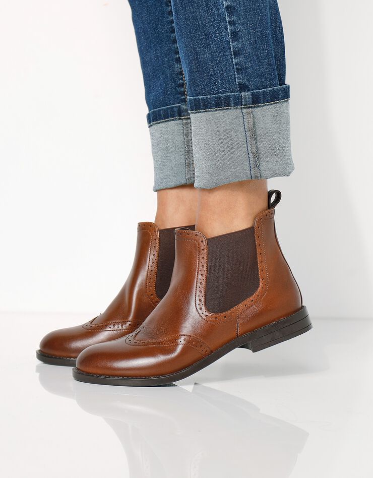 Boots perforées en cuir (caramel) Boots perforées en cuir (caramel)