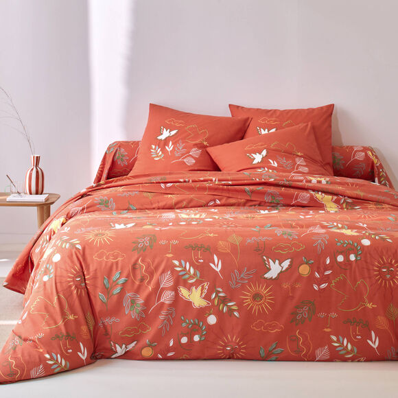 Linge de lit Mad&egrave;re imprim&eacute; proven&ccedil;al - en coton  (potiron)