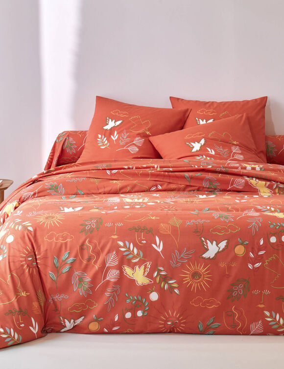 Linge de lit Mad&egrave;re imprim&eacute; proven&ccedil;al - en coton  (potiron)