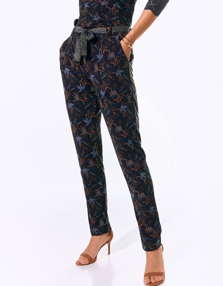 Pantalon imprimé, maille (marine) Pantalon imprimé, maille (marine)