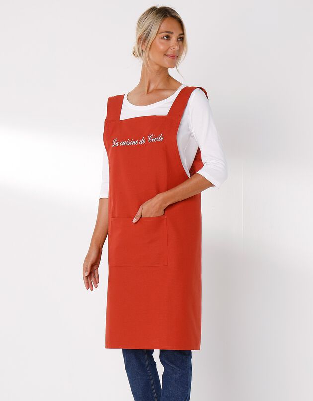Tablier de cuisine japonais coton uni personnalisable (terracotta)