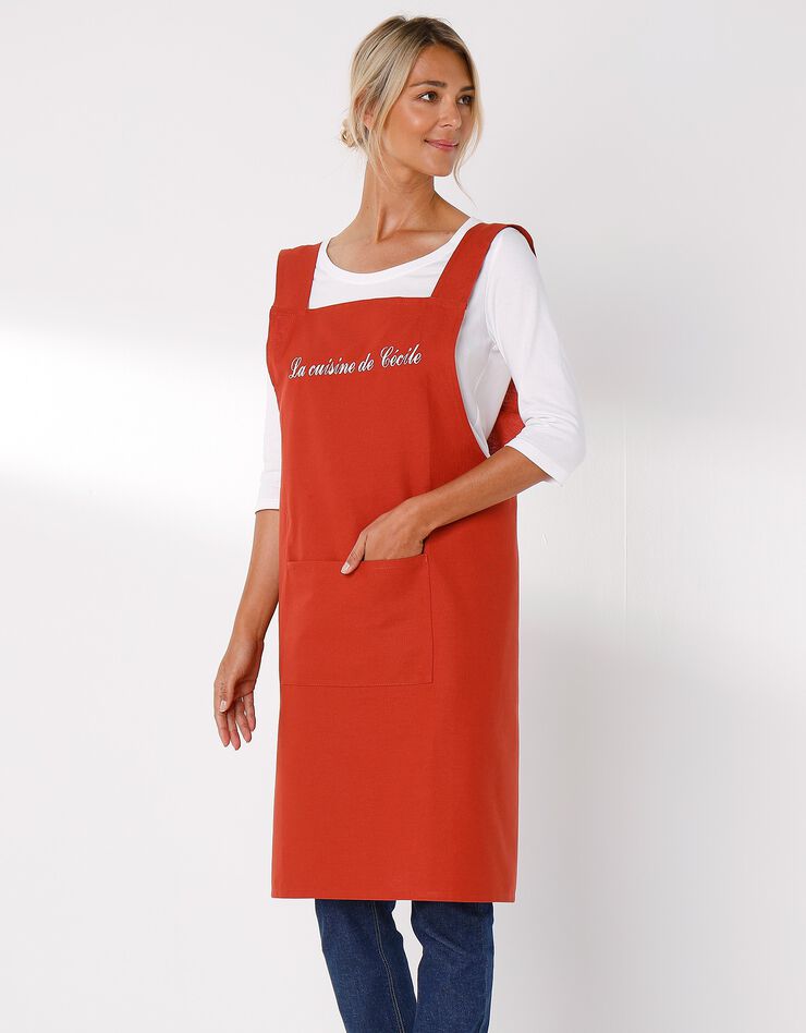 Tablier de cuisine japonais coton uni personnalisable (terracotta) Tablier de cuisine japonais coton uni personnalisable (terracotta)