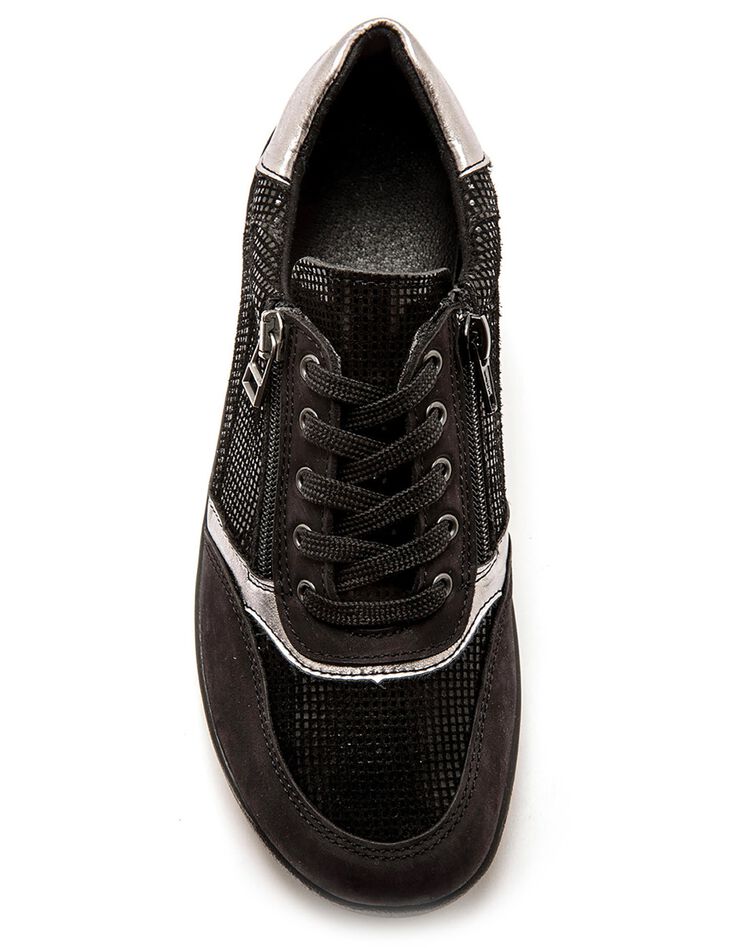 Derbies confort extra-larges lacés et zippés en cuir - noir (noir) Derbies confort extra-larges lacés et zippés en cuir - noir (noir)