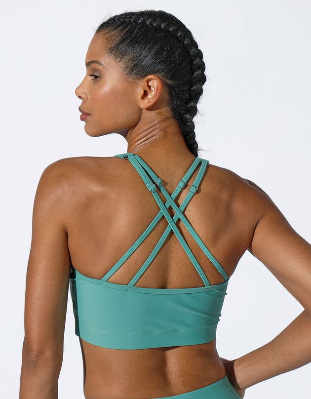 Brassière dos croisé, microfibre (vert grisé)