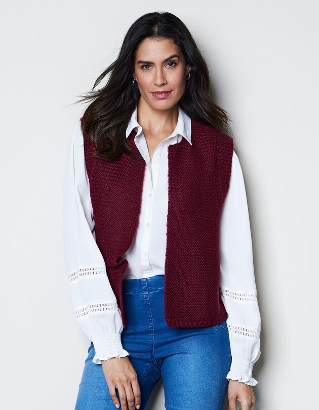 Gilet col rond sans manches (bordeaux)