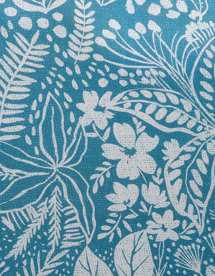 Nappe anti-taches motif floral (bleu canard)