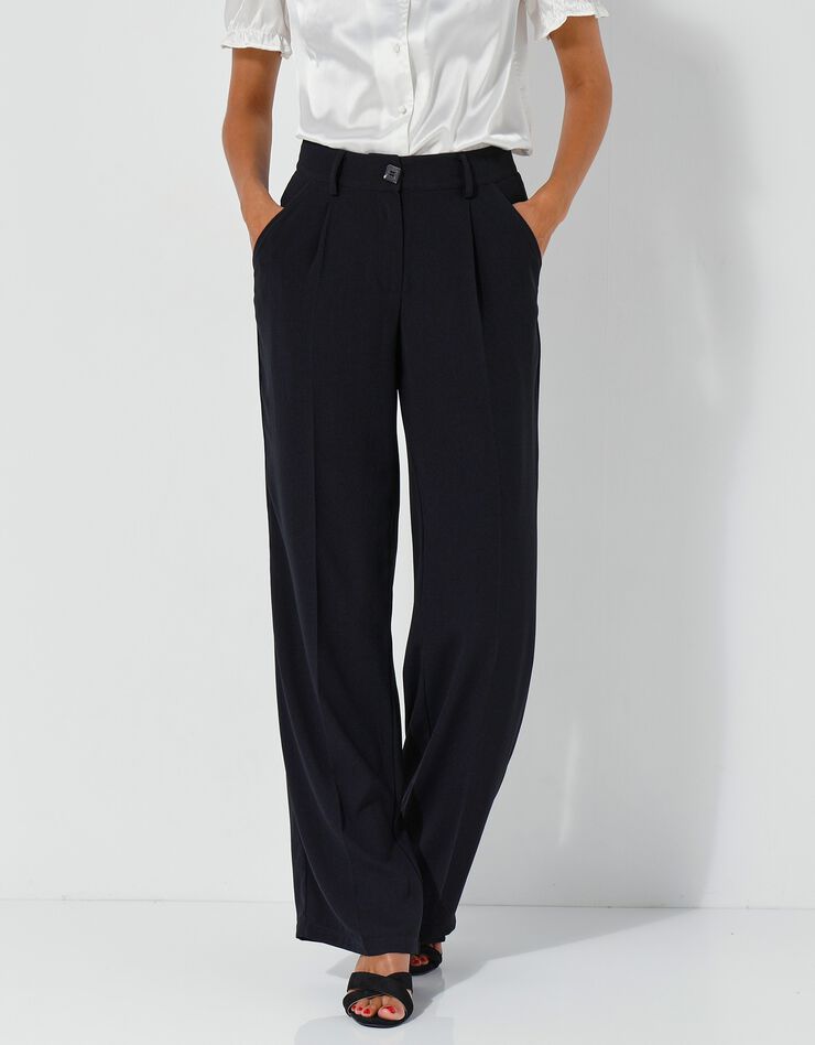 Pantalon droit large, crêpe (noir) Pantalon droit large, crêpe (noir)