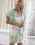 Kimono imprimé manches courtes - collection upcycling (vert)
