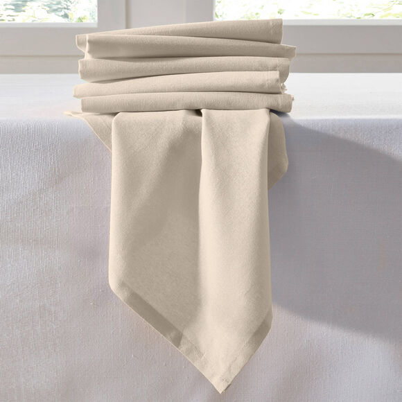 Serviette de table unie - lot de 6 (&eacute;cru)
