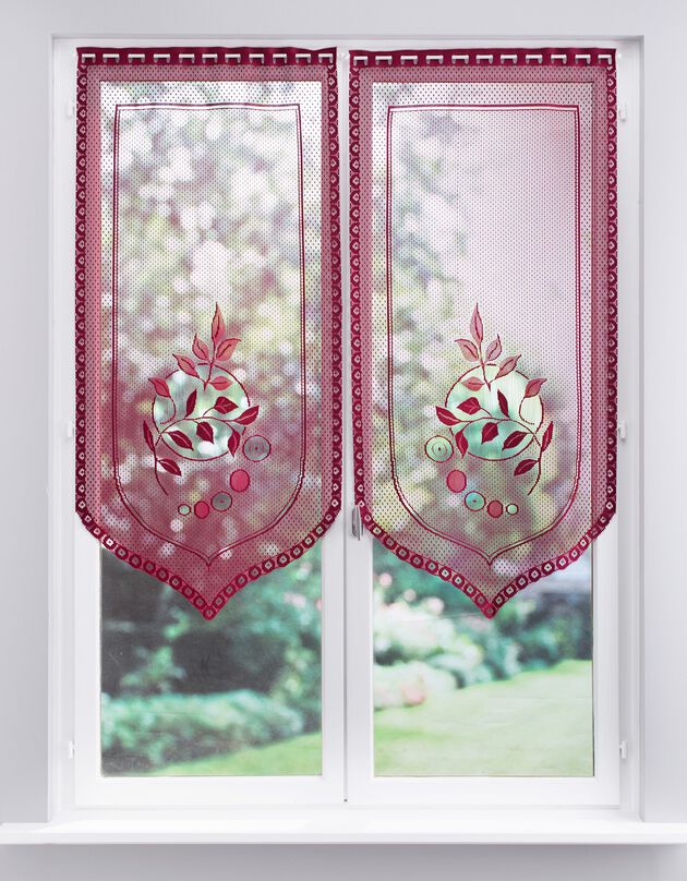 Vitrage Feuillages - paire (prune)