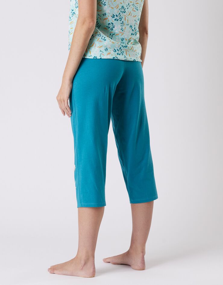 Pantalon court pyjama imprimé placé "jardin secret" (émeraude) Pantalon court pyjama imprimé placé "jardin secret" (émeraude)
