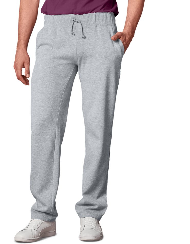 Pantalon jogging molleton bas droits (gris chiné)