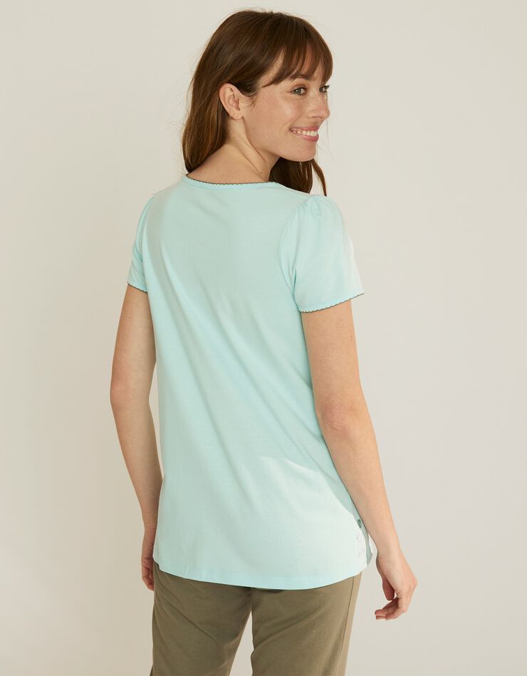 Tee-shirt de pyjama manches courtes imprimé base fleurs (aqua) Tee-shirt de pyjama manches courtes imprimé base fleurs (aqua)